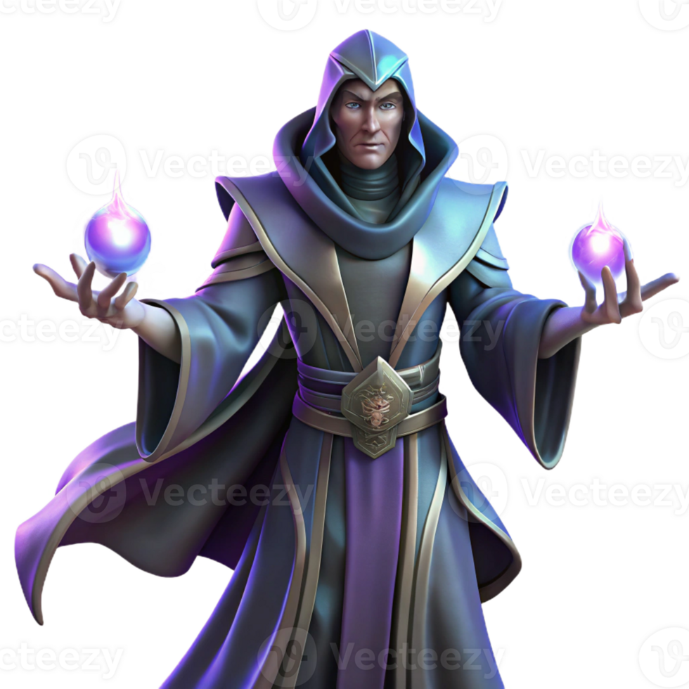 extraordinary modern Portrait of a Mystical Sorcerer with Glowi high quality png