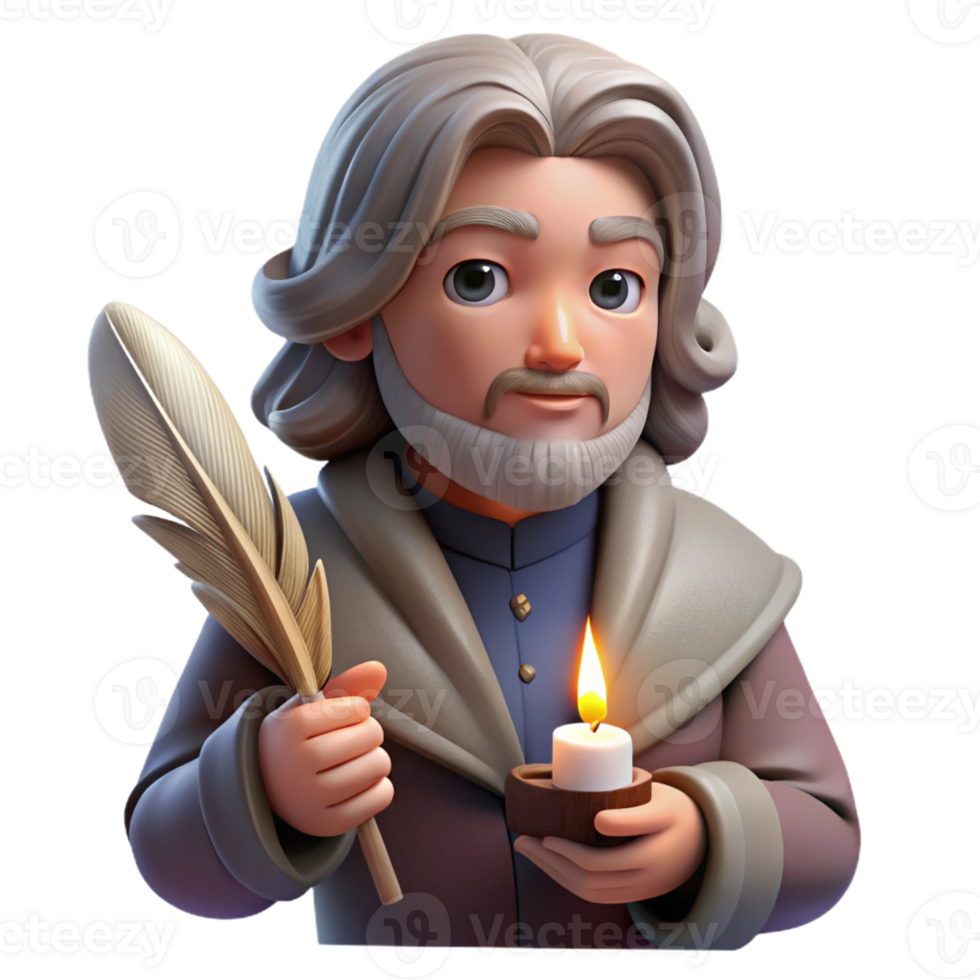 serene classic Portrait of a Melancholic Poet with Long premium png