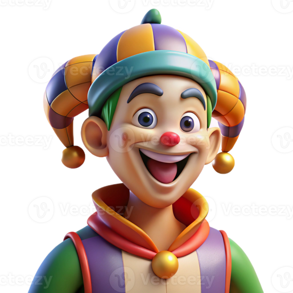 beautiful abstract Portrait of a Mischievous Jester with Col high resolution png