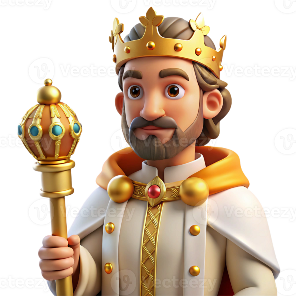 elegant traditional Portrait of a Regal King with a Crown Sce high quality png