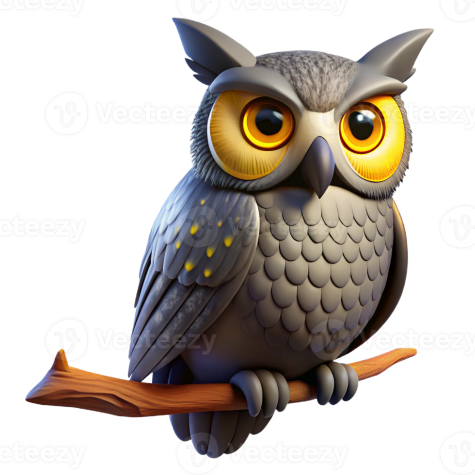 impressive traditional Portrait of a Wise Old Owl with Piercing Y high resolution png