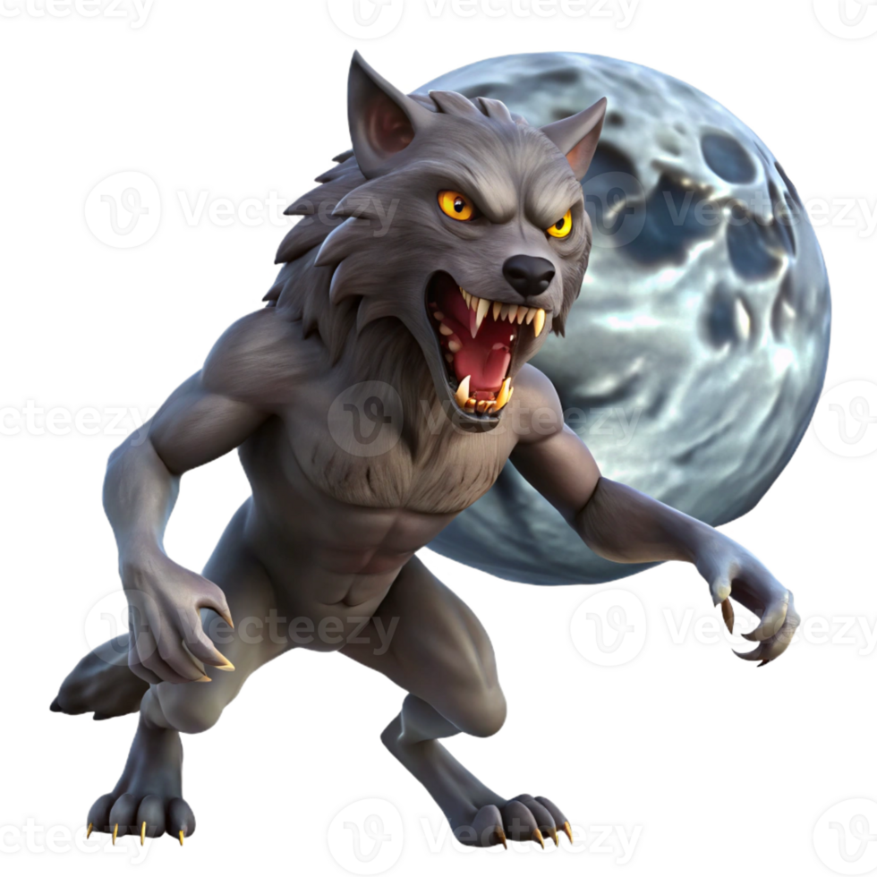 dramatic abstract A Fierce Werewolf Howling at the Full M detailed png