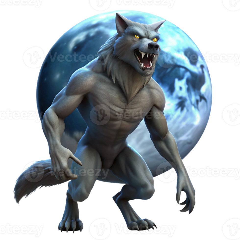 dramatic rustic A Fierce Werewolf Howling at the Full M professional png
