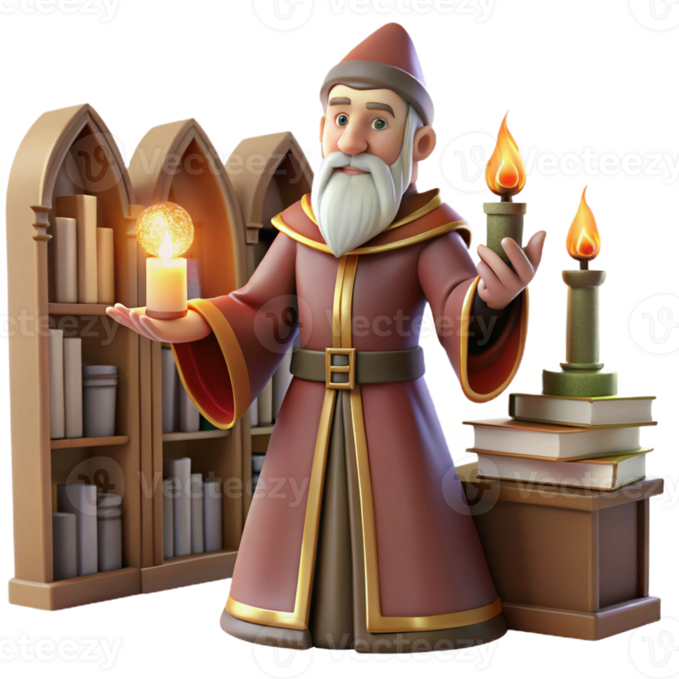 serene rustic A Powerful Wizard Casting a Spell in a G authentic png