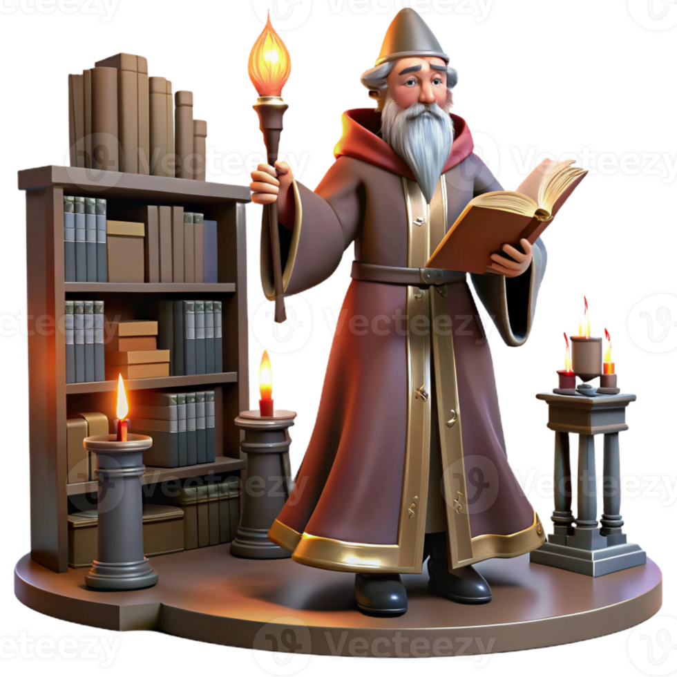 impressive traditional A Powerful Wizard Casting a Spell in a G professional png