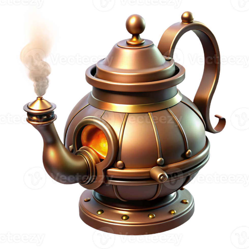 dramatic rustic A Steampunk Teapot with Intricate Spouts genuine png