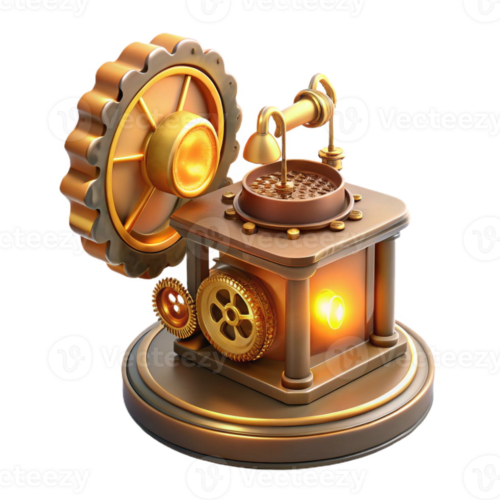 vibrant modern A Steampunk Music Box Playing a Hauntin detailed png