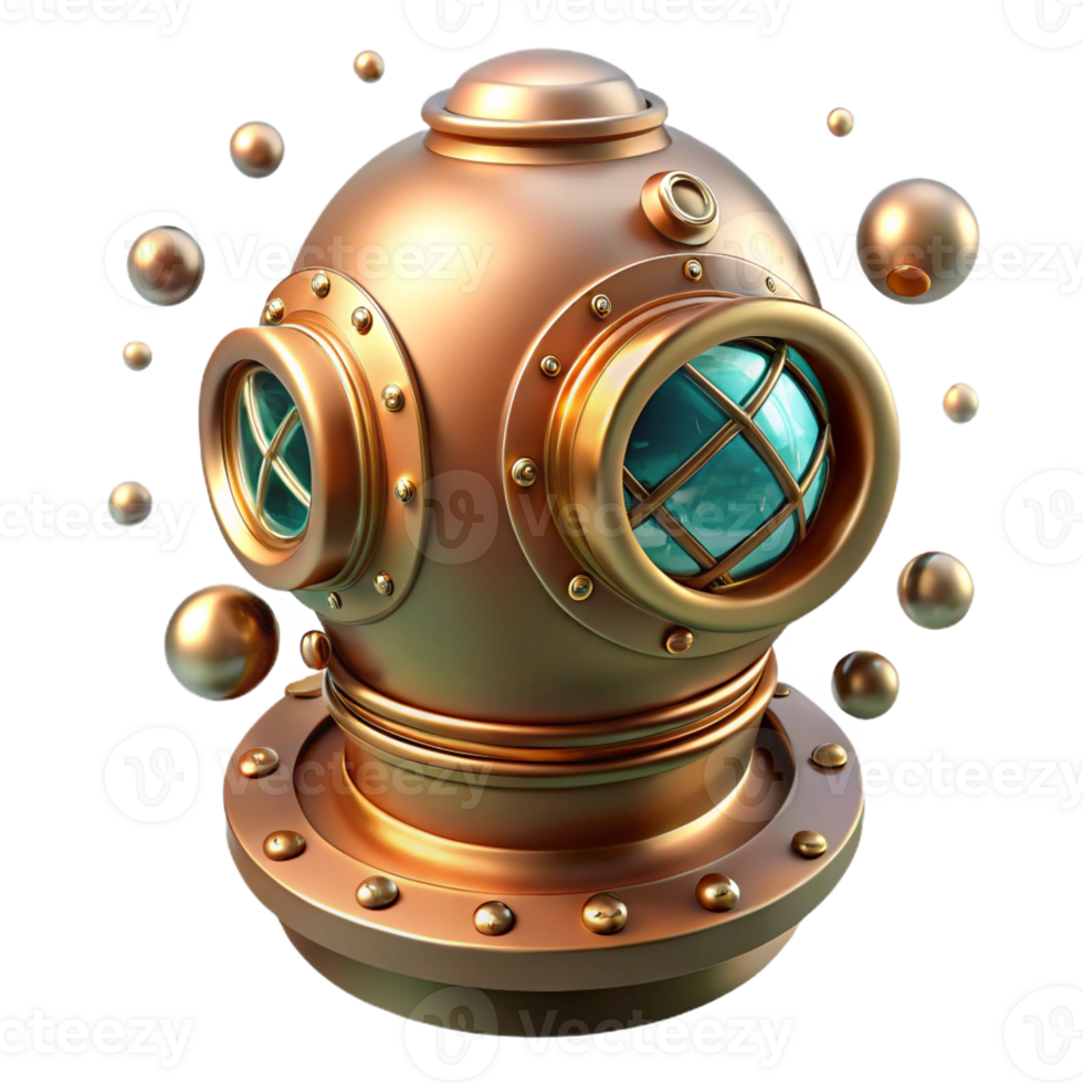 elegant abstract A Steampunk Diving Helmet with Brass And 4K png