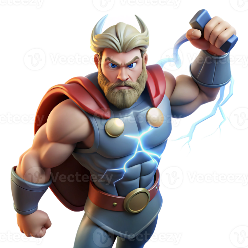 serene rustic Thor Wielding Mjolnir Norse God of Thunder high quality png