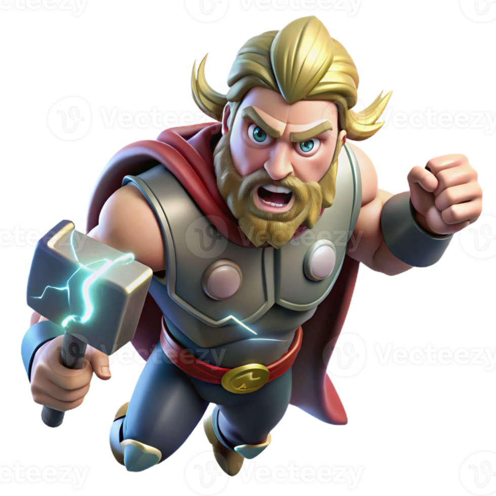 serene modern Thor Wielding Mjolnir Norse God of Thunder authentic png