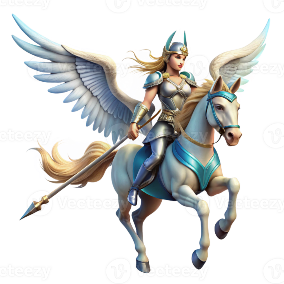 dramatic abstract Valkyrie Riding a Winged Horse original png
