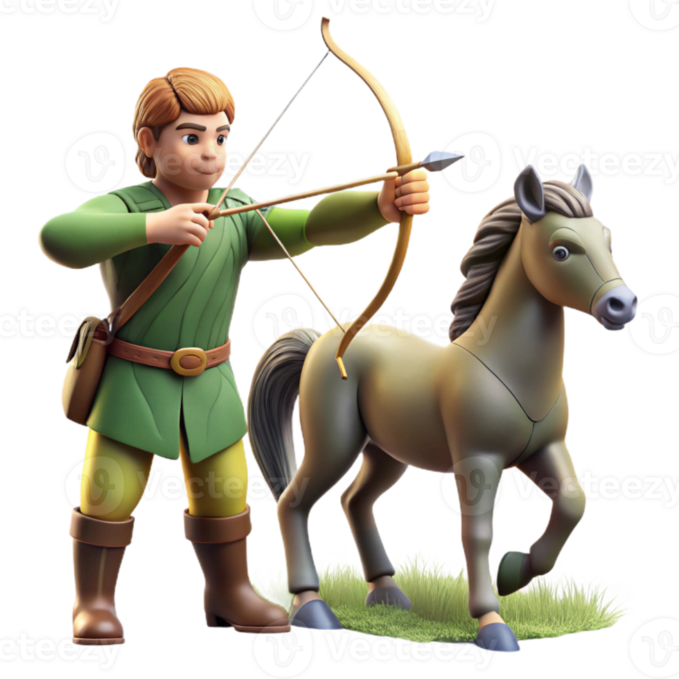wonderful minimalist A Wise Centaur Teaching Archery to a Yo 4K png