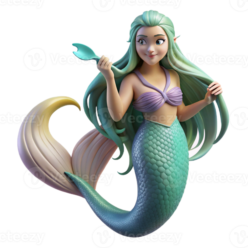 magnificent traditional A Mermaid Combing Her Long Fl high quality png