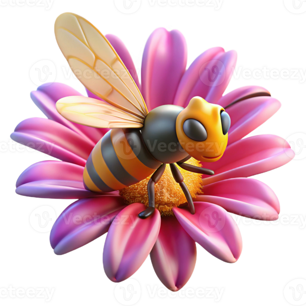 dramatic minimalist A Close Up of a Bee Collecting Pollen Fro detailed png