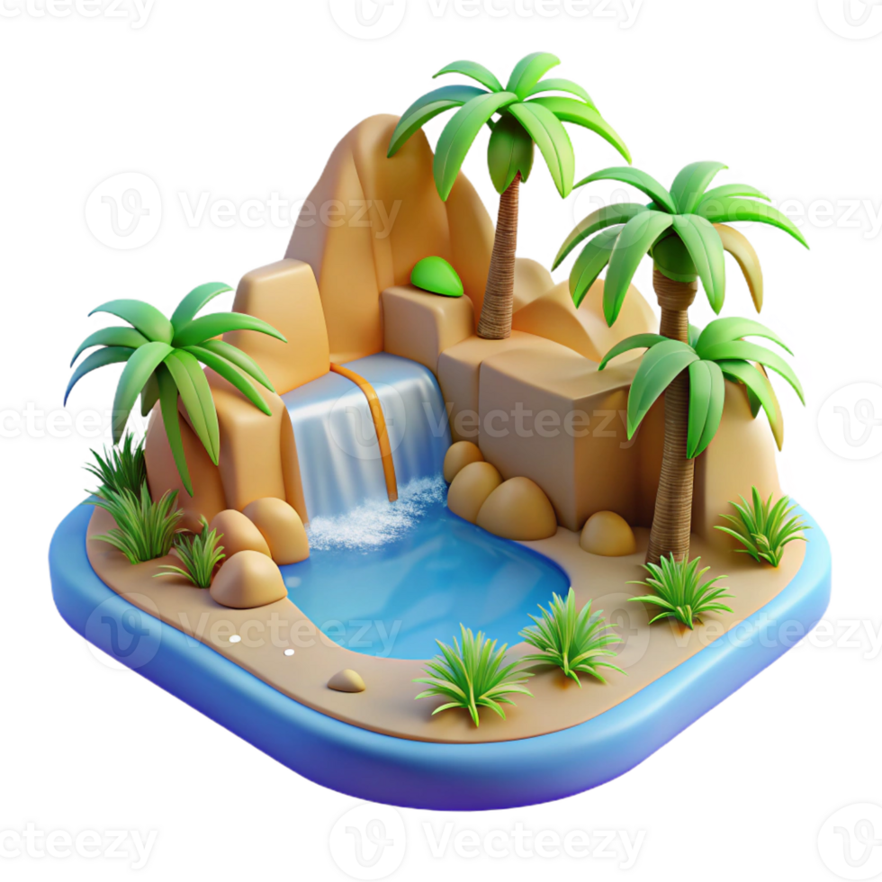 elegant rustic A Desert Oasis with Palm Trees and a Wate exclusive png