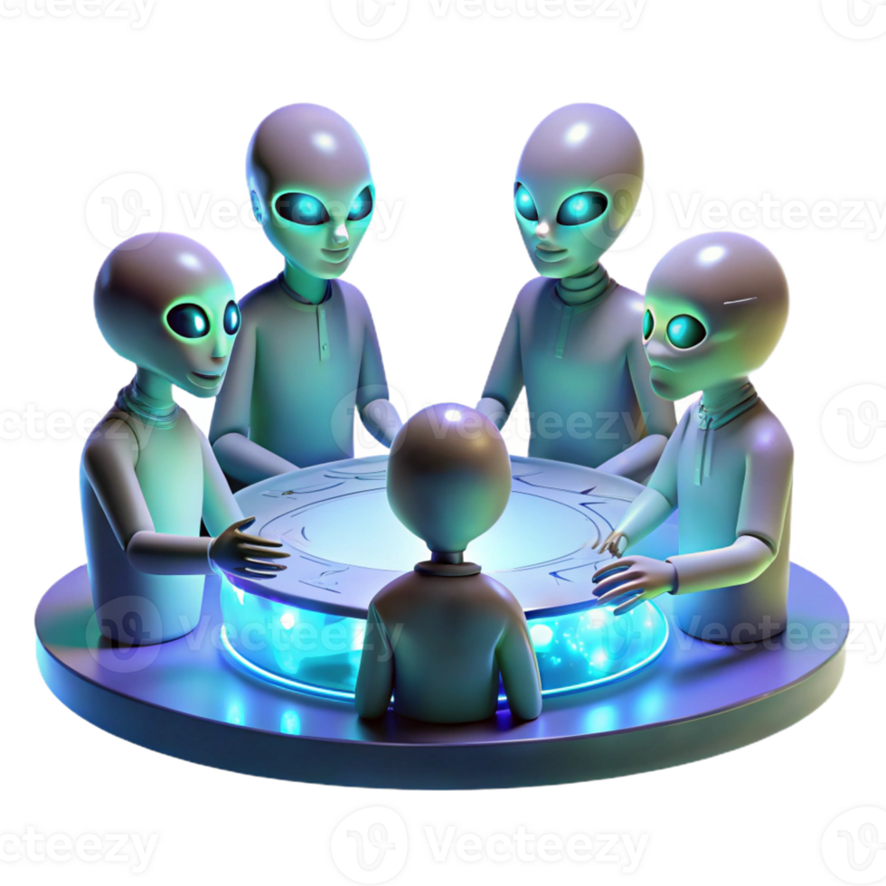 vibrant vintage A Group of Alien Diplomats with Diverse professional png