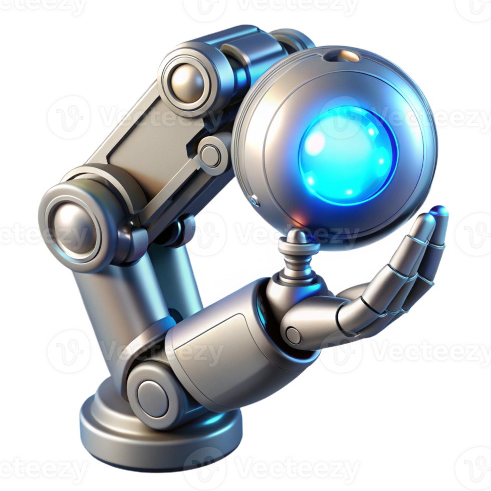 stunning minimalist A Chrome Robotic Arm Delicately Holding A authentic png