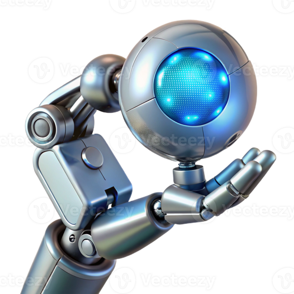 dramatic rustic A Chrome Robotic Arm Delicately Holding A detailed png