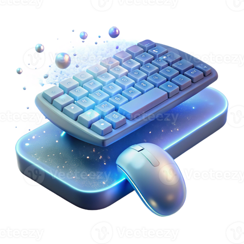 vibrant abstract A Levitating Keyboard and Mouse Made Of high quality png