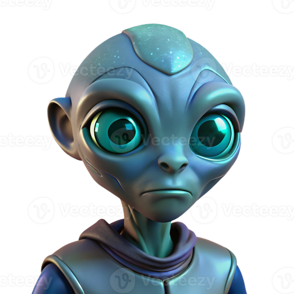 serene modern Portrait of a Curious Alien with Unusua detailed png