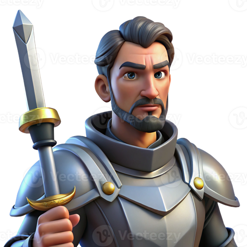 vibrant minimalist Portrait of a Stoic Knight in Shining Arm high quality png