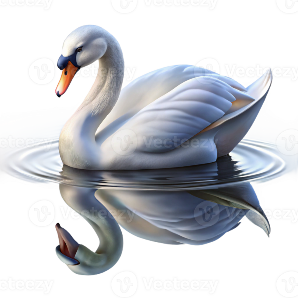 vibrant contemporary A Graceful Swan Gliding Across a Still La exclusive png