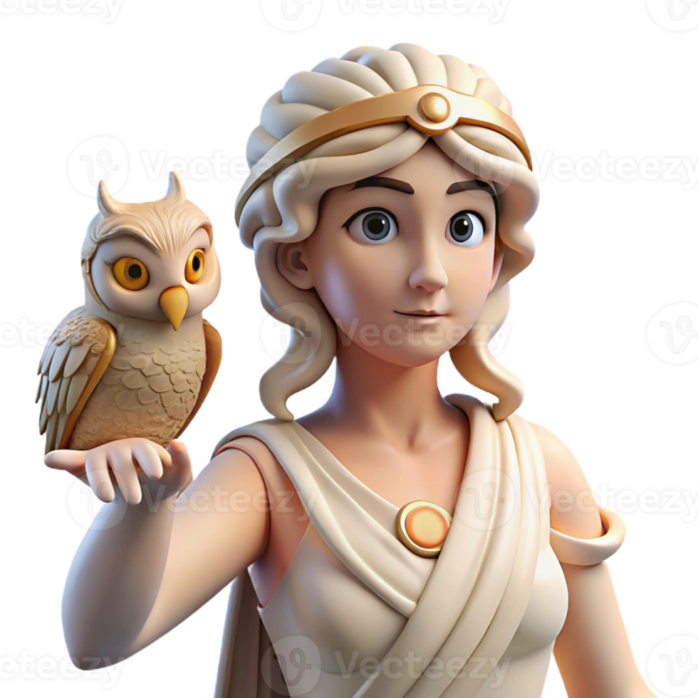 elegant minimalist A Wise Athena Holding an Owl Classical authentic png