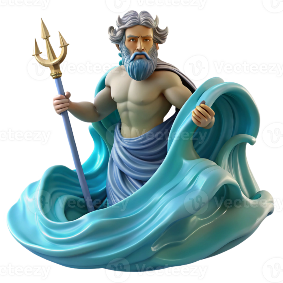 dramatic modern A Stoic Poseidon Commanding the Waves Tu premium png