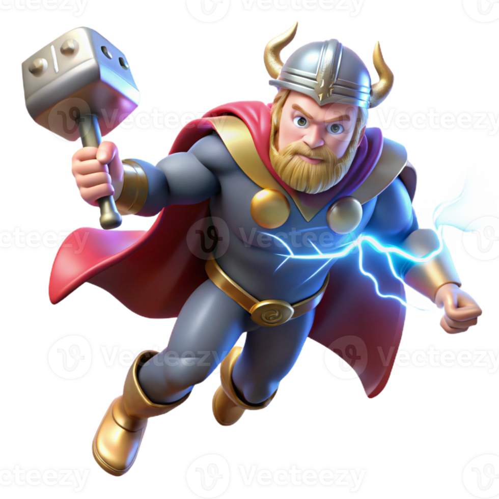 stunning vintage A Valiant Thor Wielding Mjolnir Lightnin premium png
