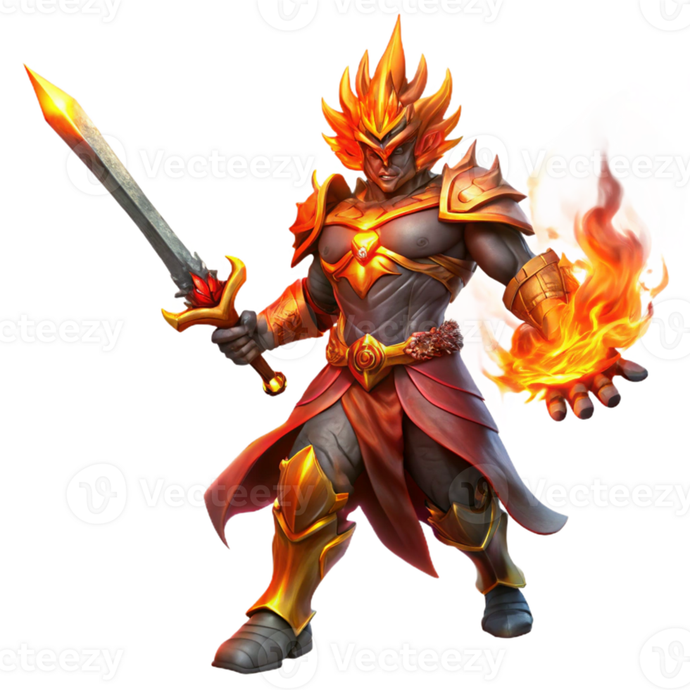 vibrant minimalist A Fiery Surtr Wielding a Flaming Sword A high quality png