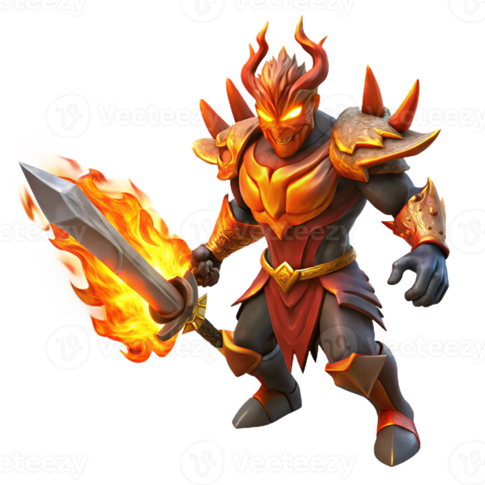 magnificent contemporary A Fiery Surtr Wielding a Flaming Sword A high resolution png