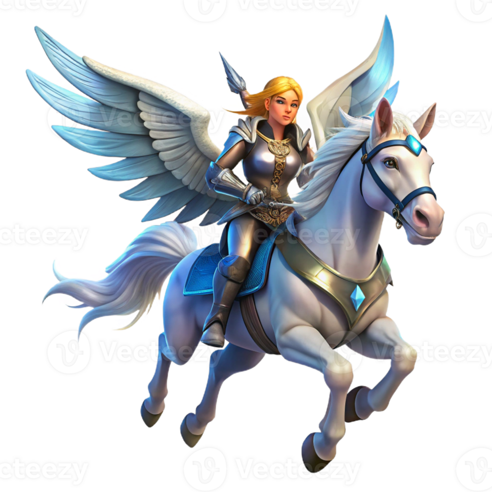 dramatic traditional A Valkyrie Riding a Winged Horse Armor authentic png