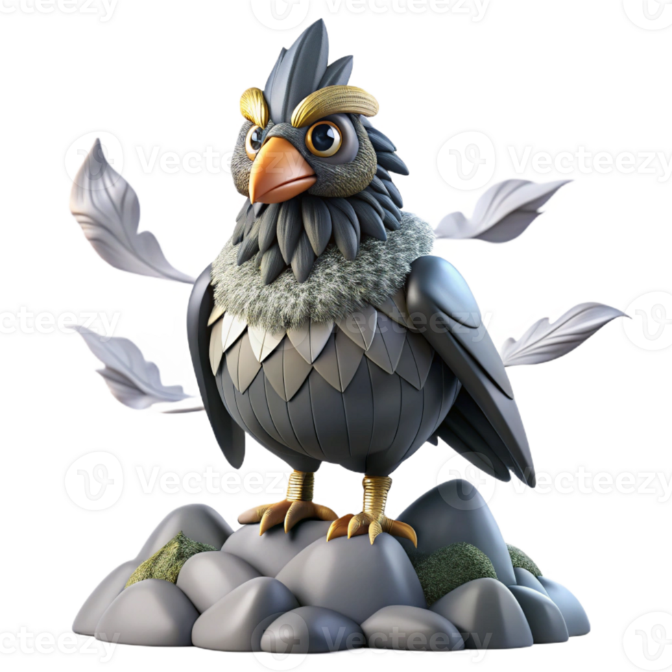 beautiful creative A Tengu Perched on a Mountaintop Feather original png