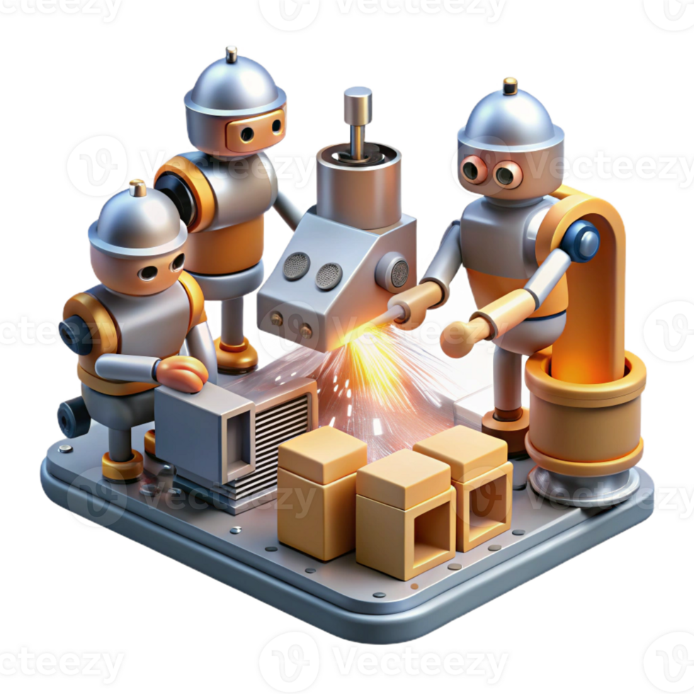 elegant minimalist A Group of Robots Working in a Factory professional png