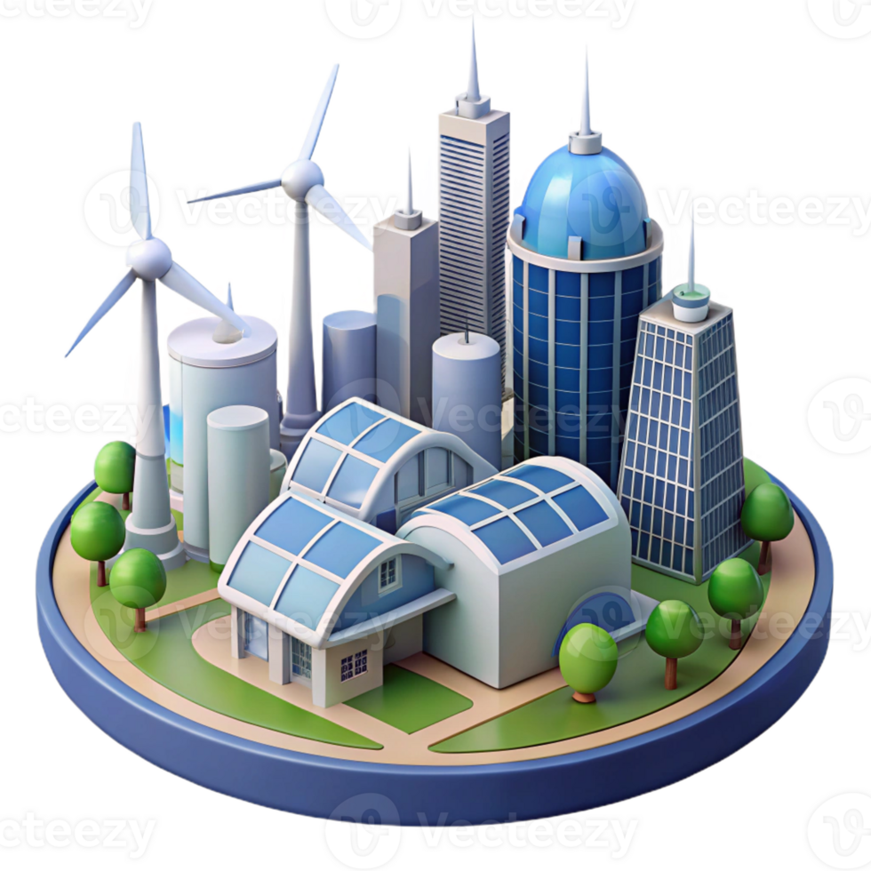 impressive classic A Futuristic City Powered by Renewable 4K png