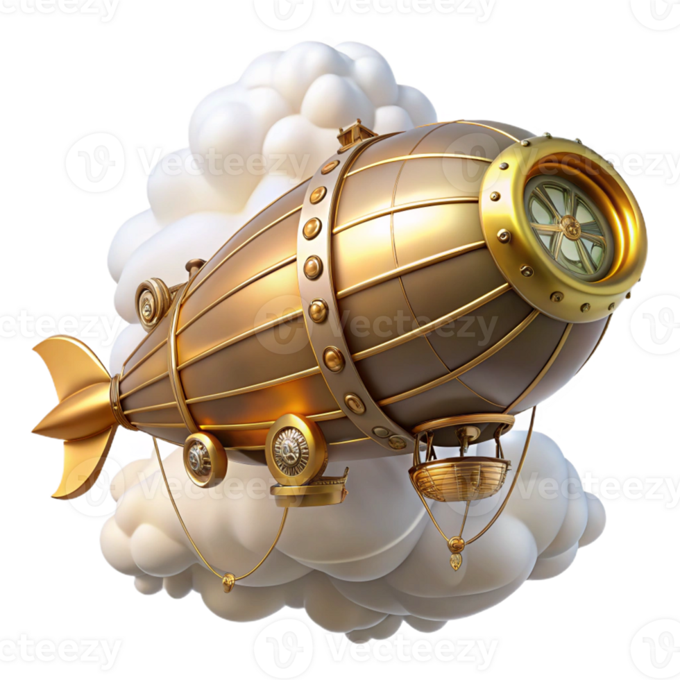 vibrant traditional A Steampunk Inspired Airship Soaring Th professional png