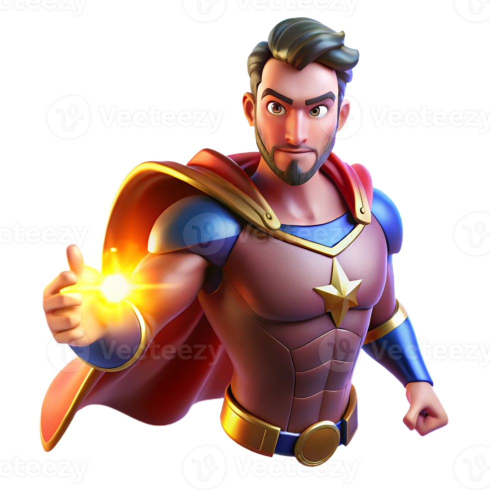 serene contemporary Portrait of a Powerful Superhero with a F genuine png