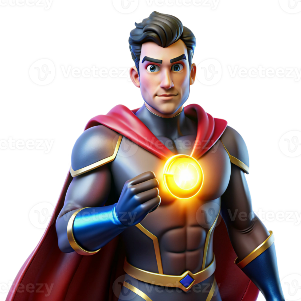 elegant modern Portrait of a Powerful Superhero with a F original png