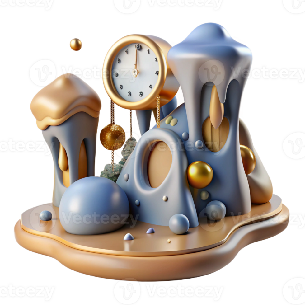 magnificent rustic A Surreal Landscape of Melting Clocks A authentic png