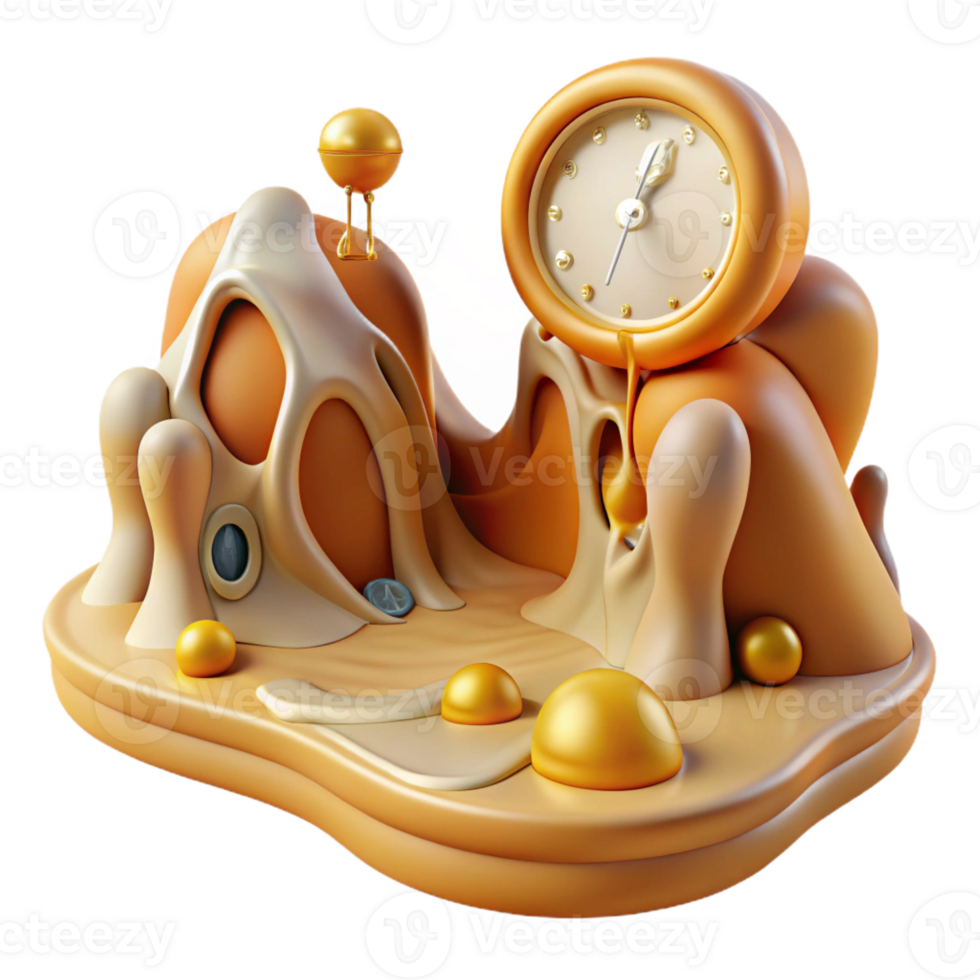 elegant rustic A Surreal Landscape of Melting Clocks A authentic png