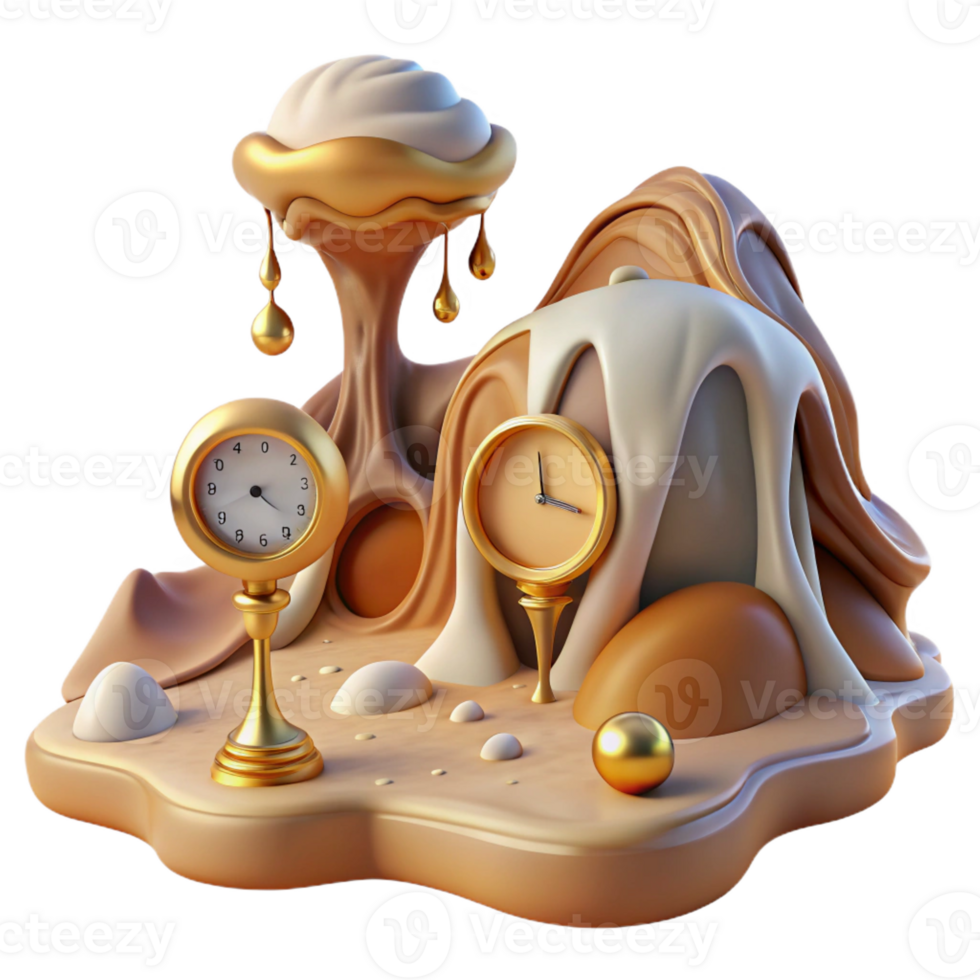 magnificent classic A Surreal Landscape of Melting Clocks A premium png