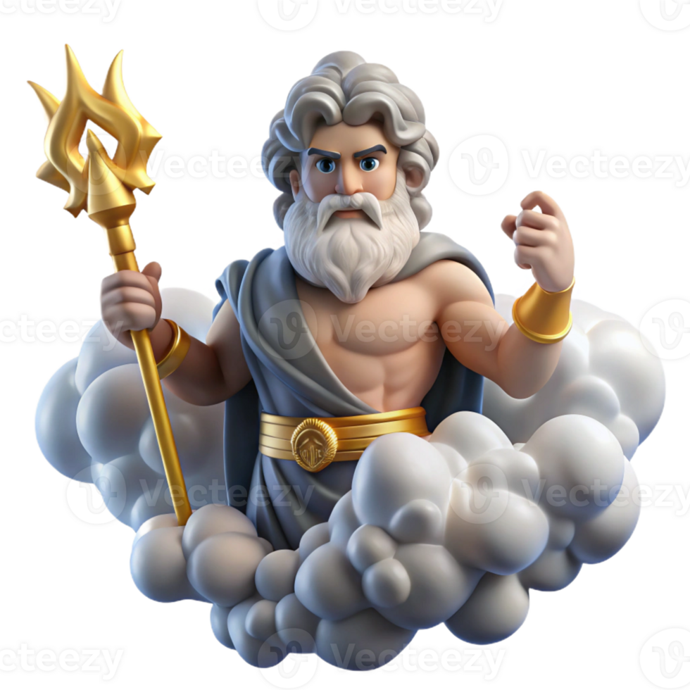 impressive minimalist A Powerful Zeus Holding a Lightning Bolt premium png