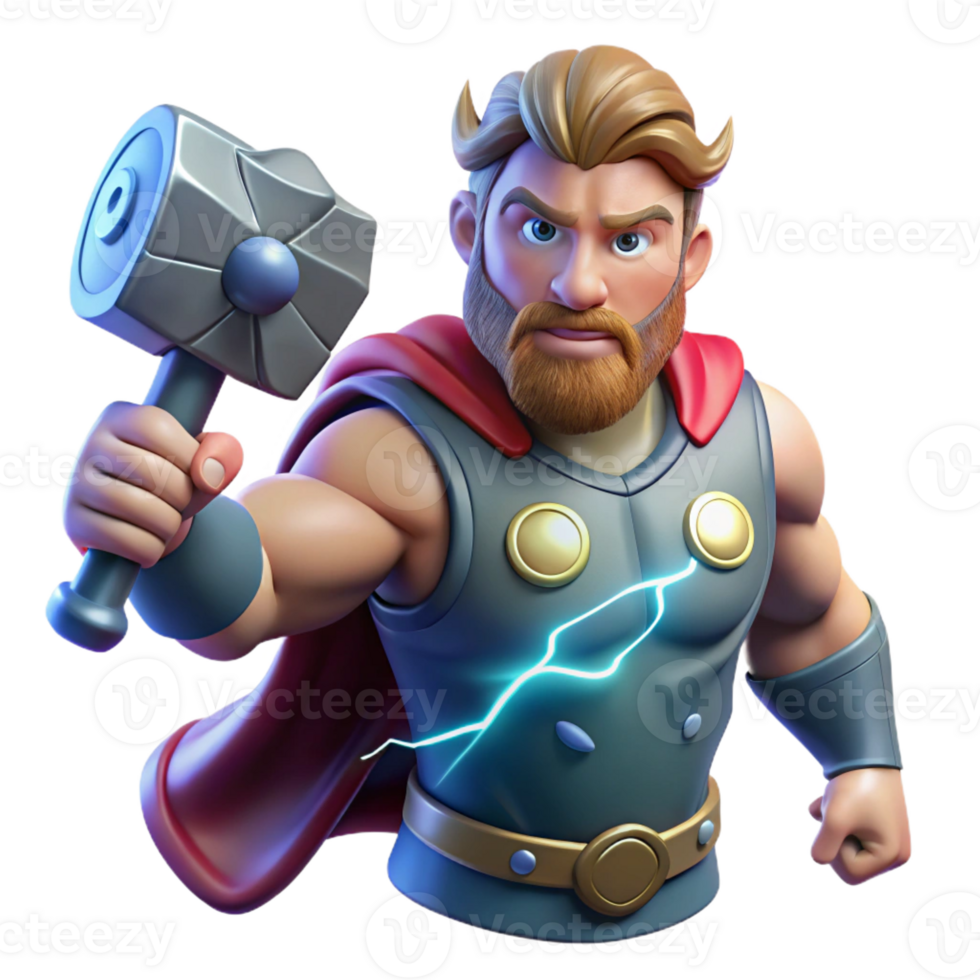dramatic vintage A Powerful Thor Wielding Mjolnir Surroun genuine png