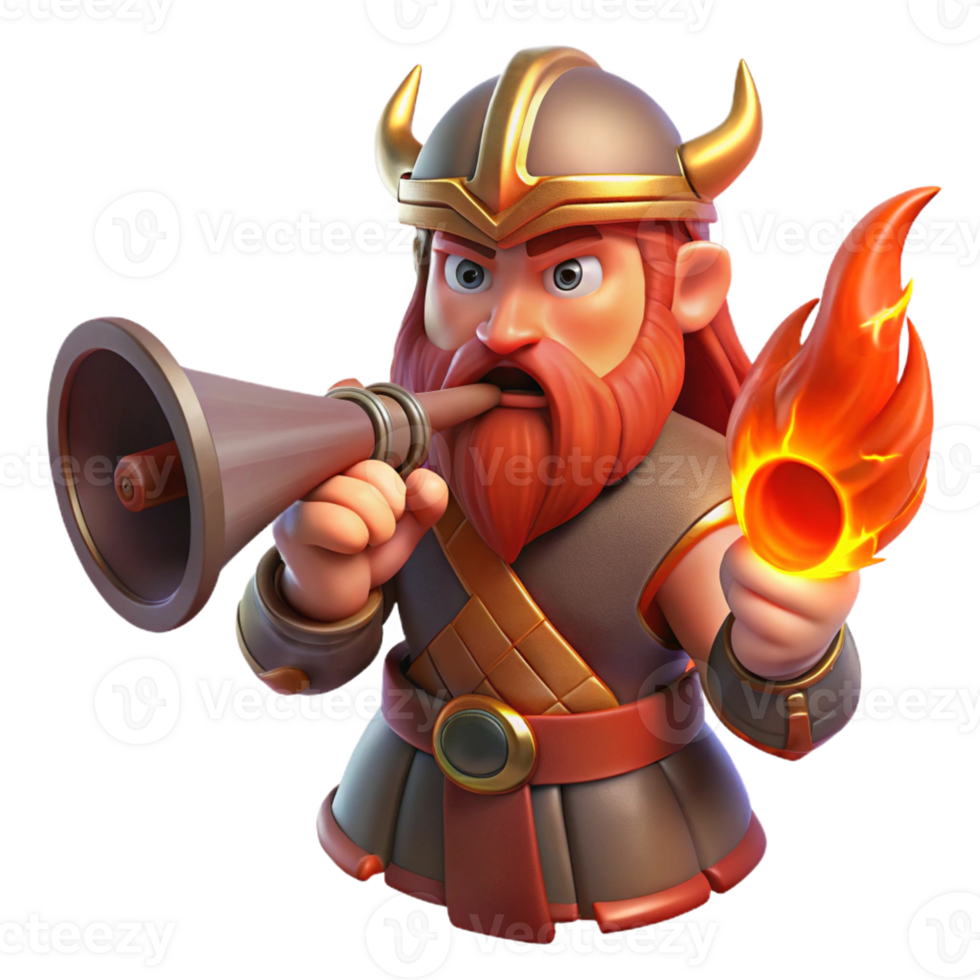 vibrant contemporary A Stoic Heimdall Blowing the Gjallarhor 4K png