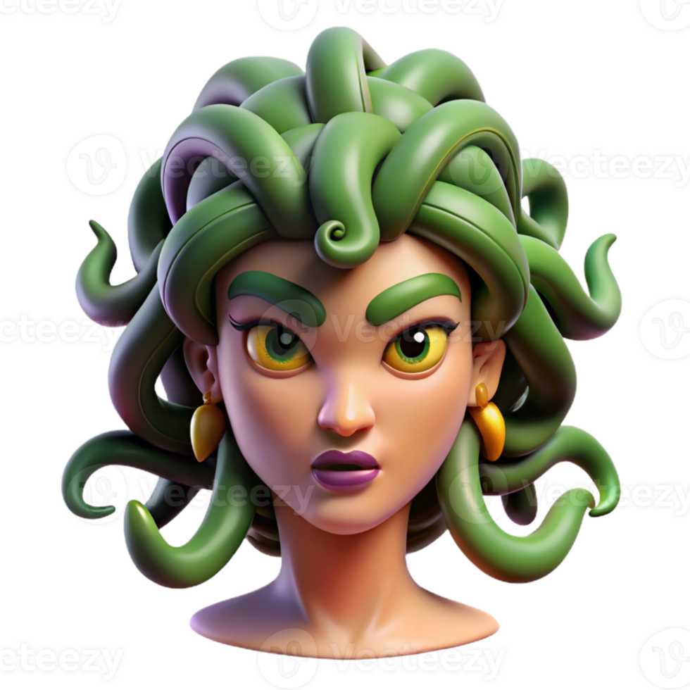 extraordinary traditional A Fierce Medusa with Snakes for Hair Sc professional png