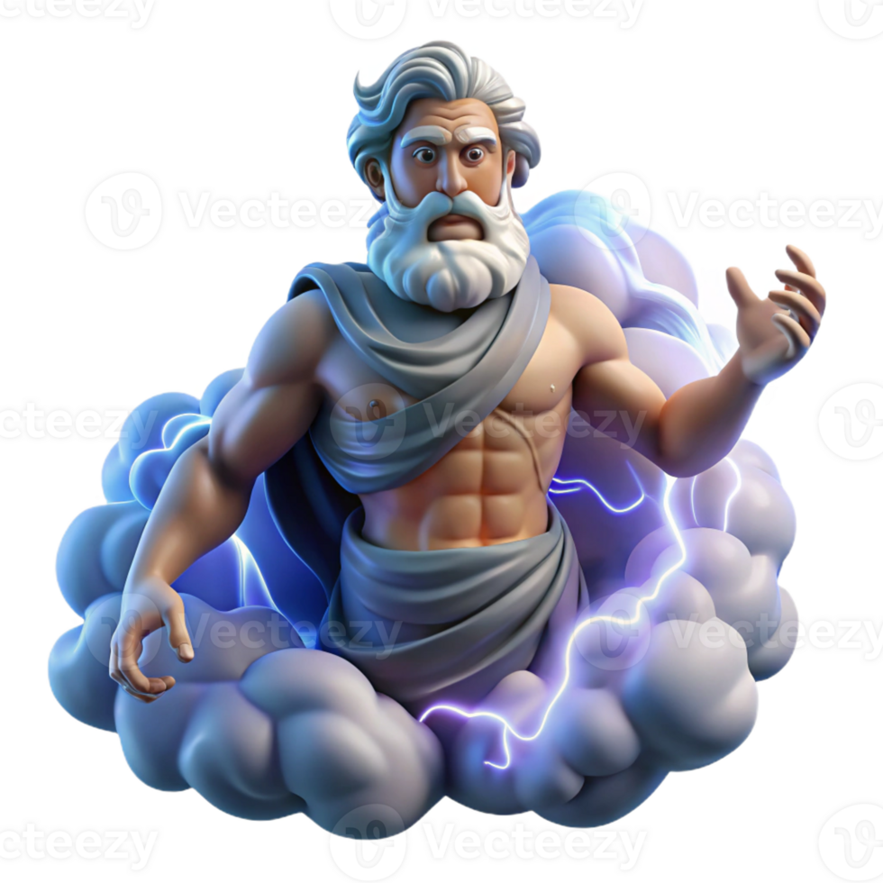 dramatic abstract Zeus God of Thunder with Lightning Bolts high resolution png