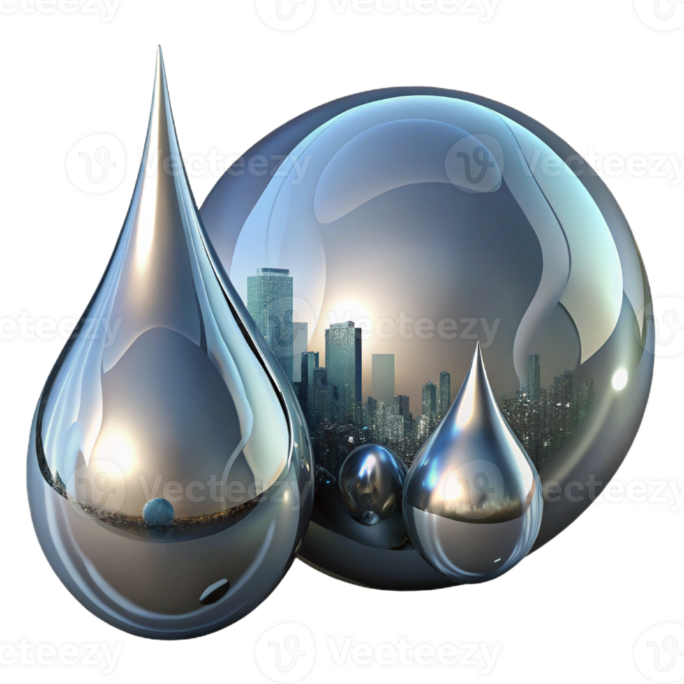 elegant abstract Mercury Droplets Merging and Separating professional png