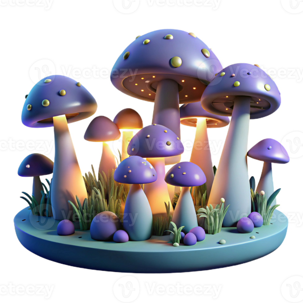 impressive creative A Field of Glowing Mushrooms Illuminati high quality png