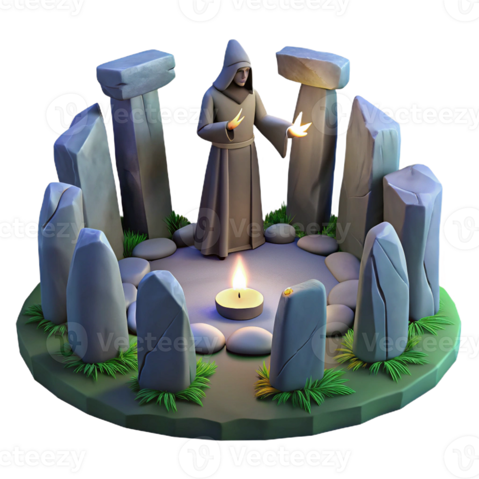 vibrant creative A Mysterious Druid Performing a Ritual I authentic png