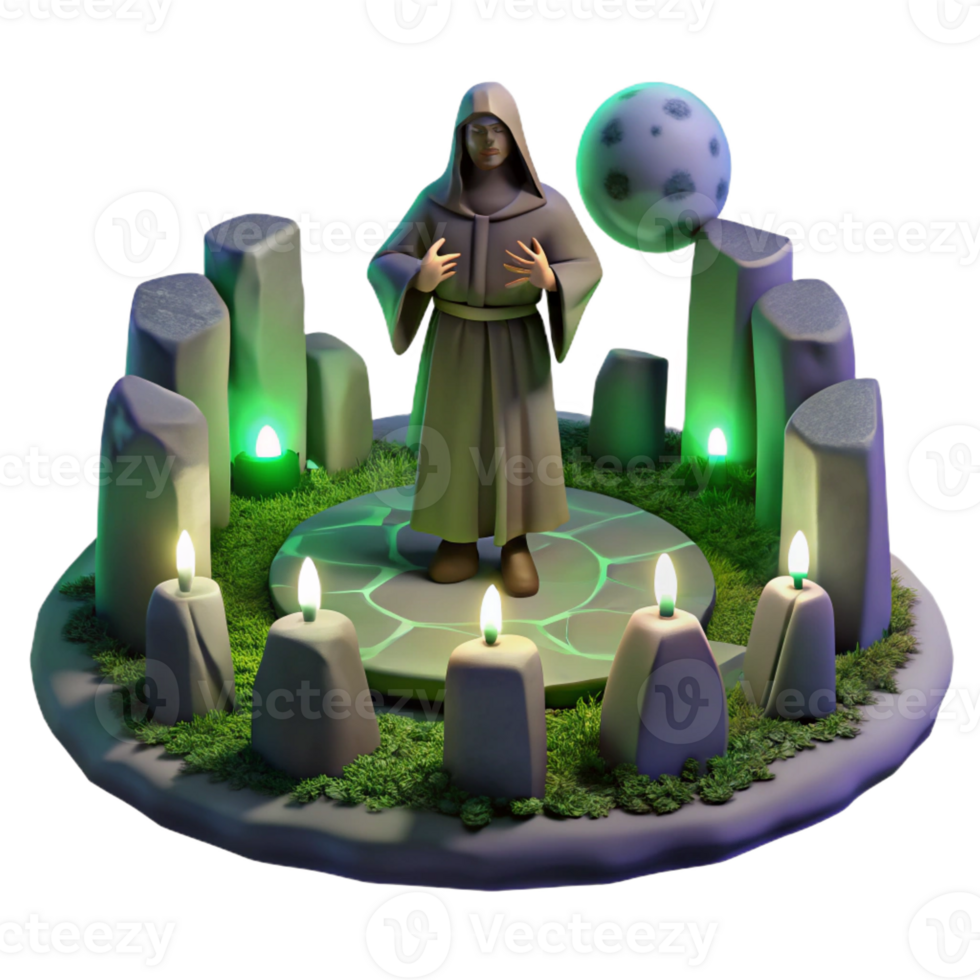 impressive abstract A Mysterious Druid Performing a Ritual I premium png